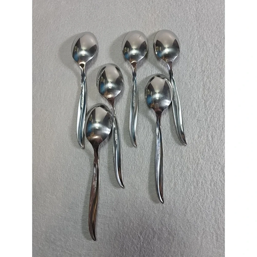 Set of 6 Rogers Bros. 1847 Flair Pattern Silverplated Soup Spoons